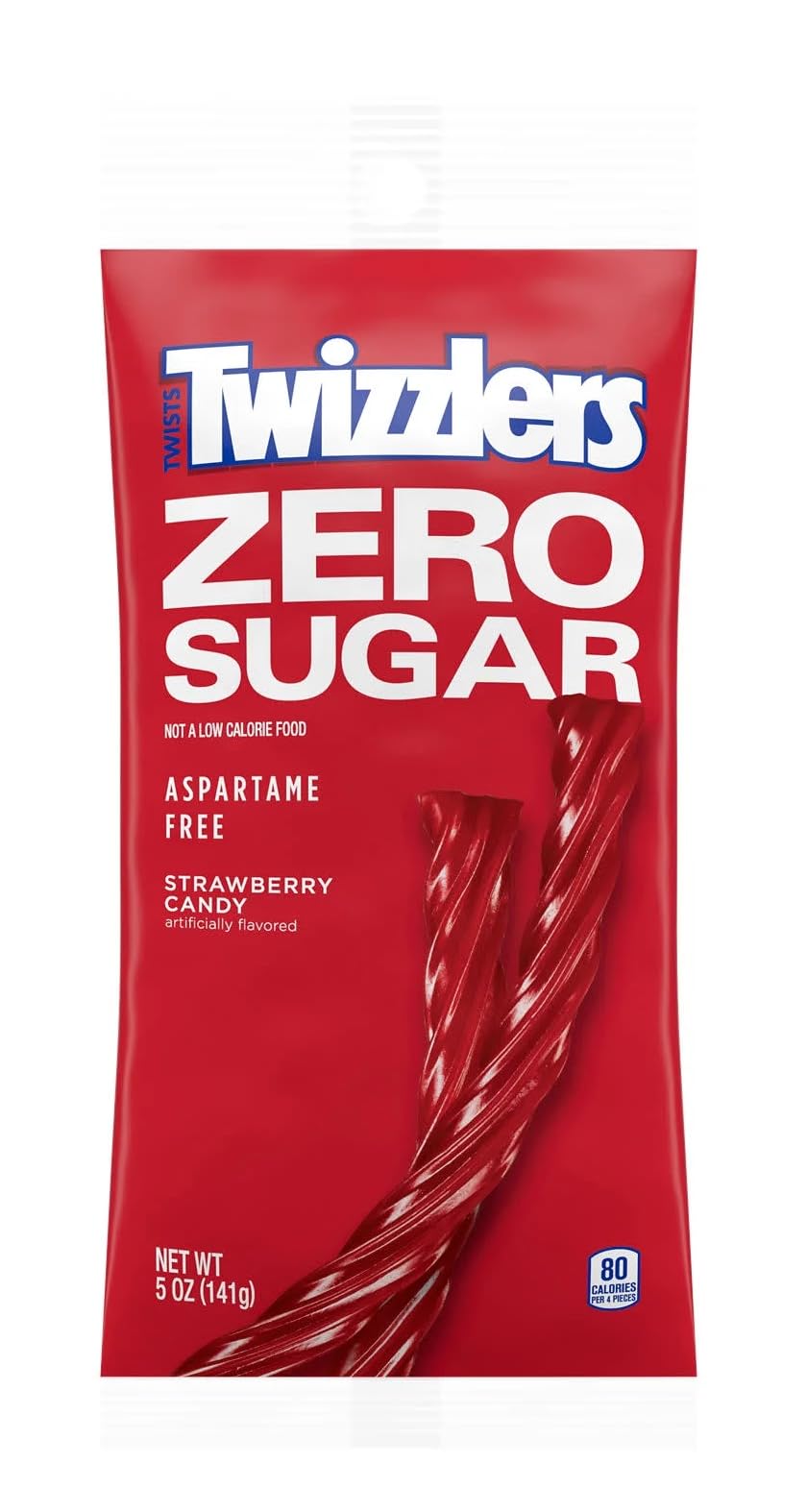 Twizzlers Zero Sugar fresa detalle de textura masticable y aspecto brillante
