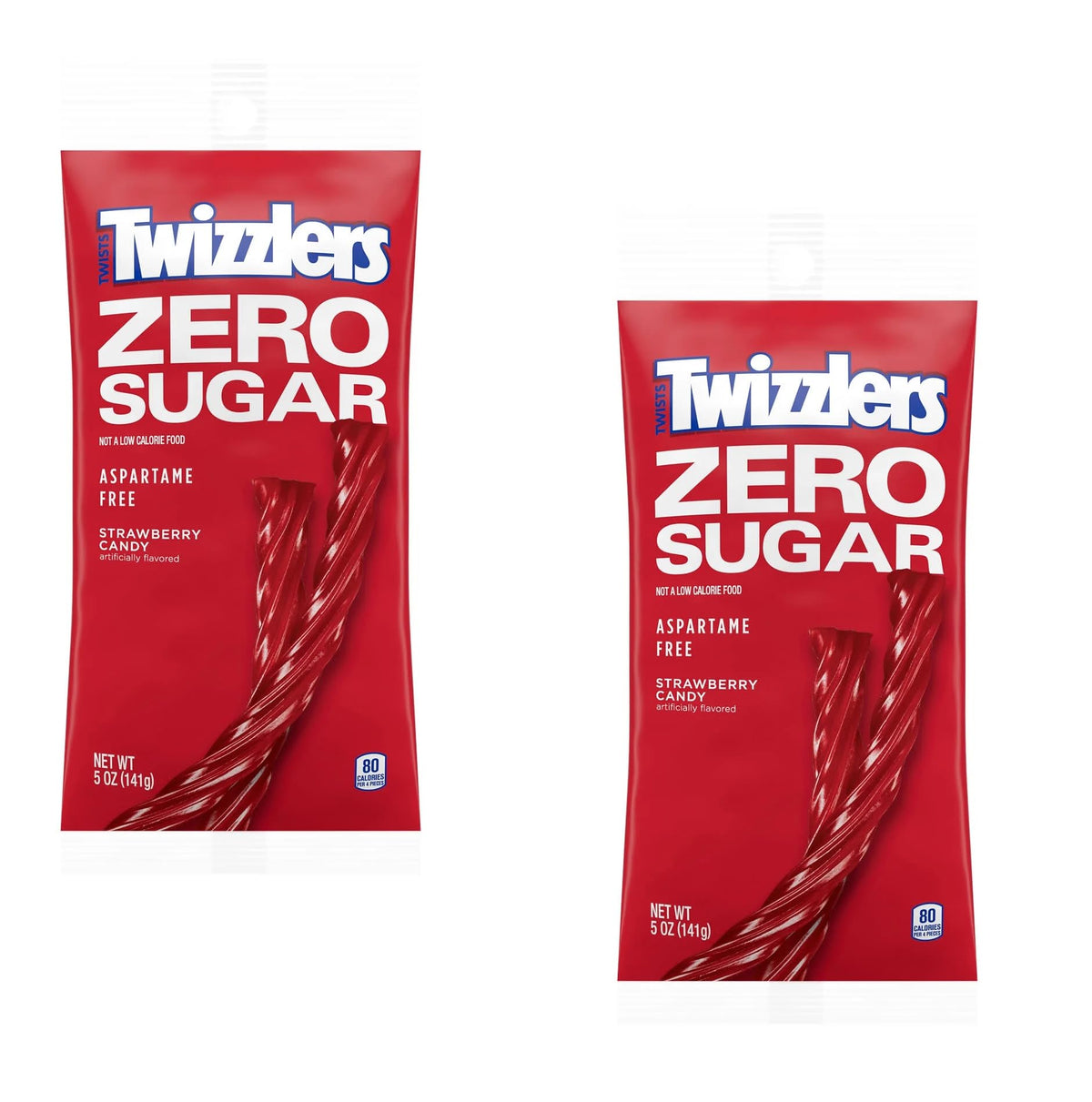 Twizzlers Zero Sugar fresa frontal mostrando paquete y atractivo visual