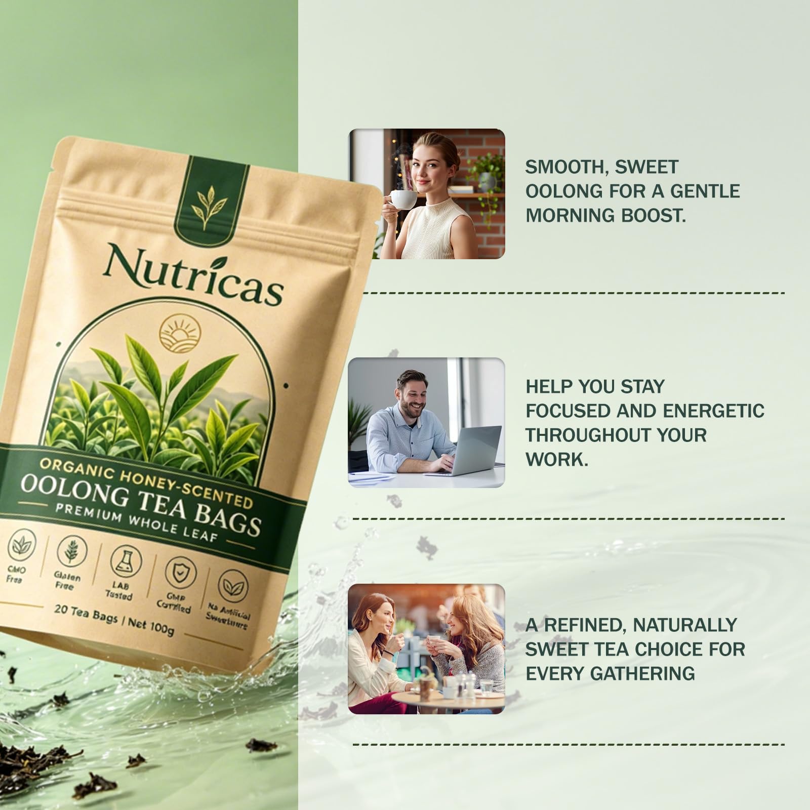 TYDOTT Nutricas taza con infusión clara, resalta aroma y sabor suave