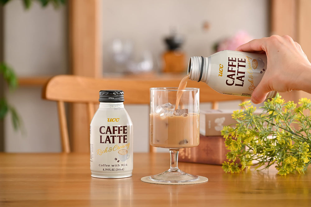 Etiqueta UCC Caffè Latte con información nutricional y origen, confianza
