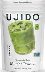 Ujido Matcha Ceremonial frente del envase mostrando presentación y frescura