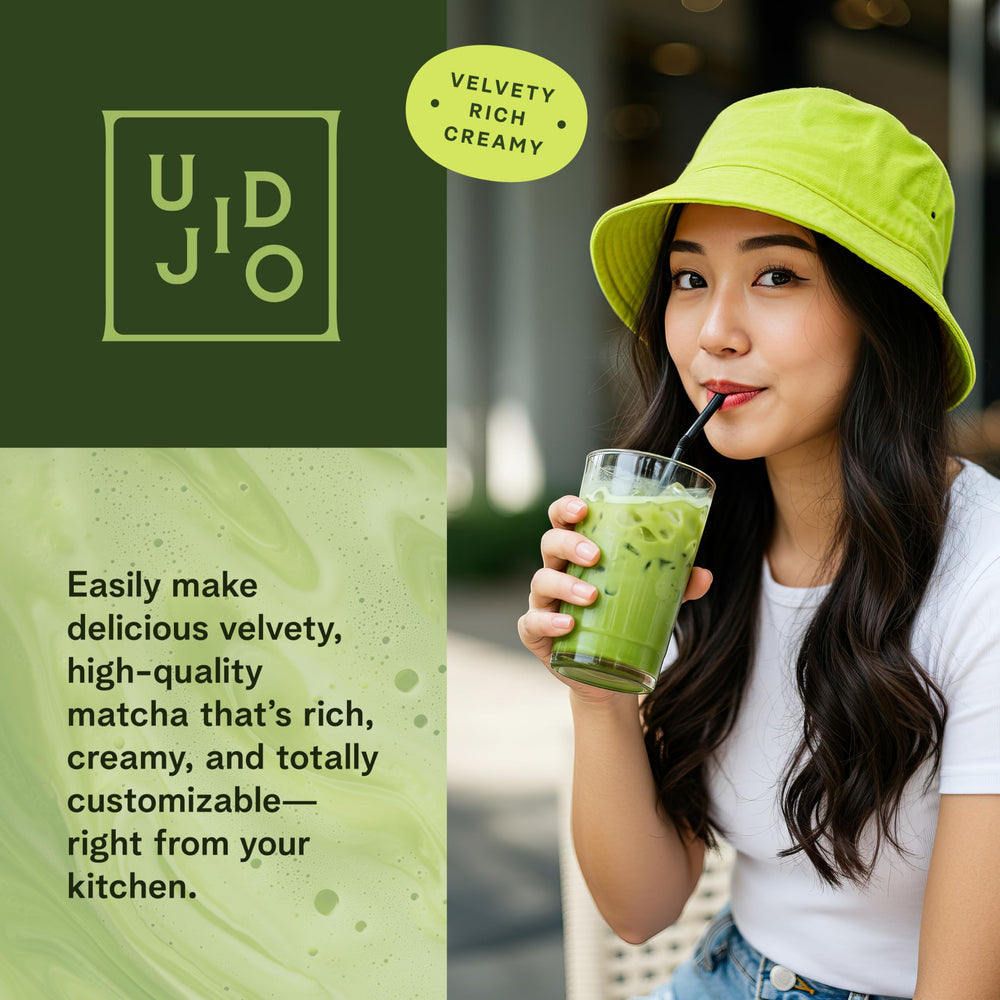 Ujido Matcha etiqueta que indica origen Uji y calidad certificada