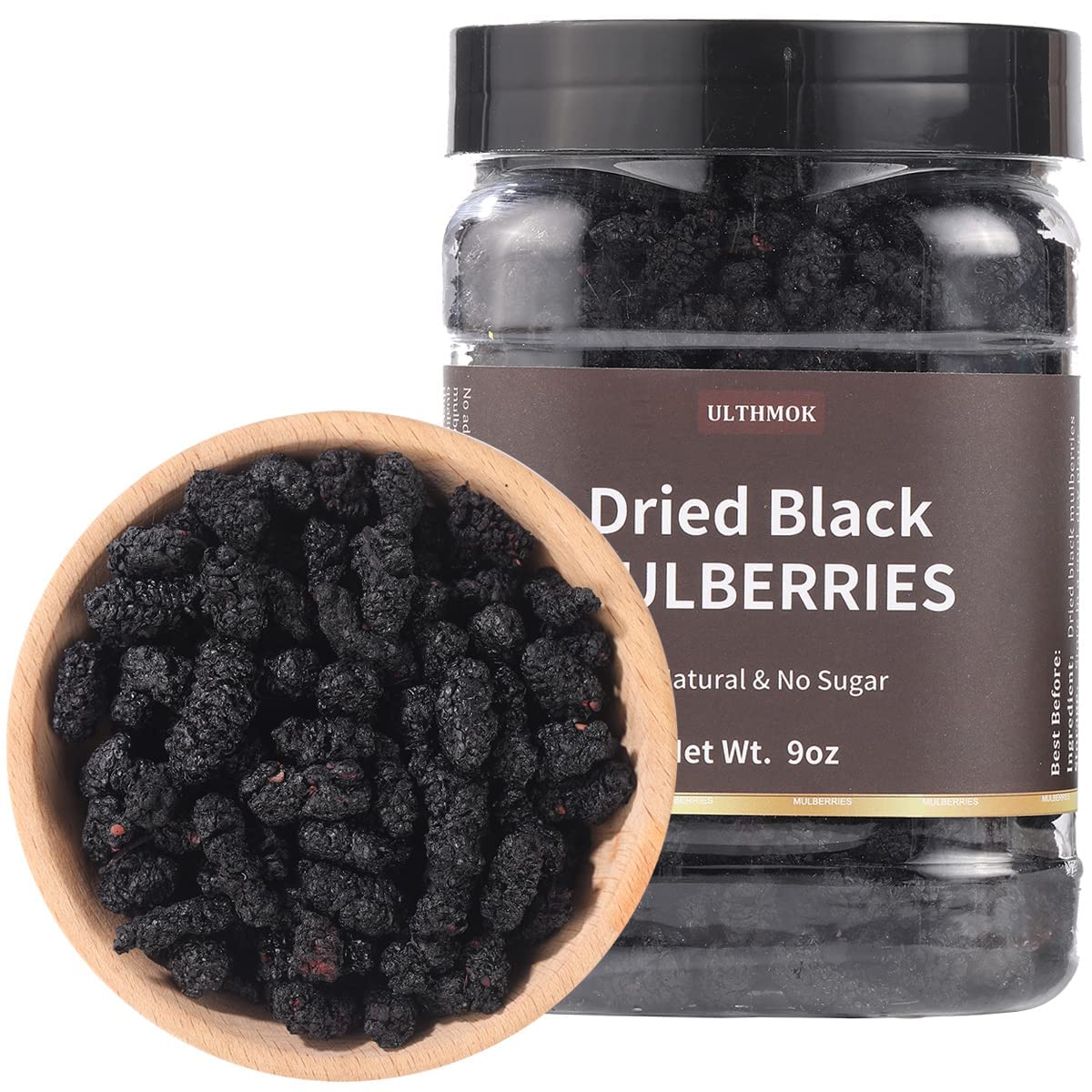 ULTHMOK envase frontal mostrando moras negras grandes y naturales