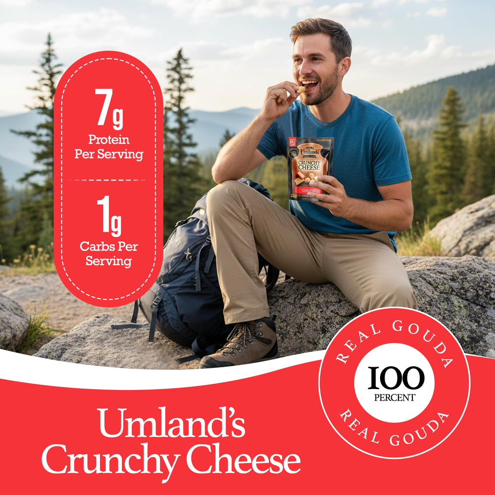 Umland's bolsa abierta con chips de Gouda listos para comer, práctico para llevar