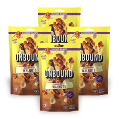 UNBOUND empaque frontal banana bread nueces, snack saludable y práctico
