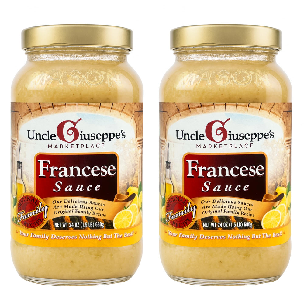 Uncle Giuseppe's vista frontal del frasco mostrando etiqueta y tamaño