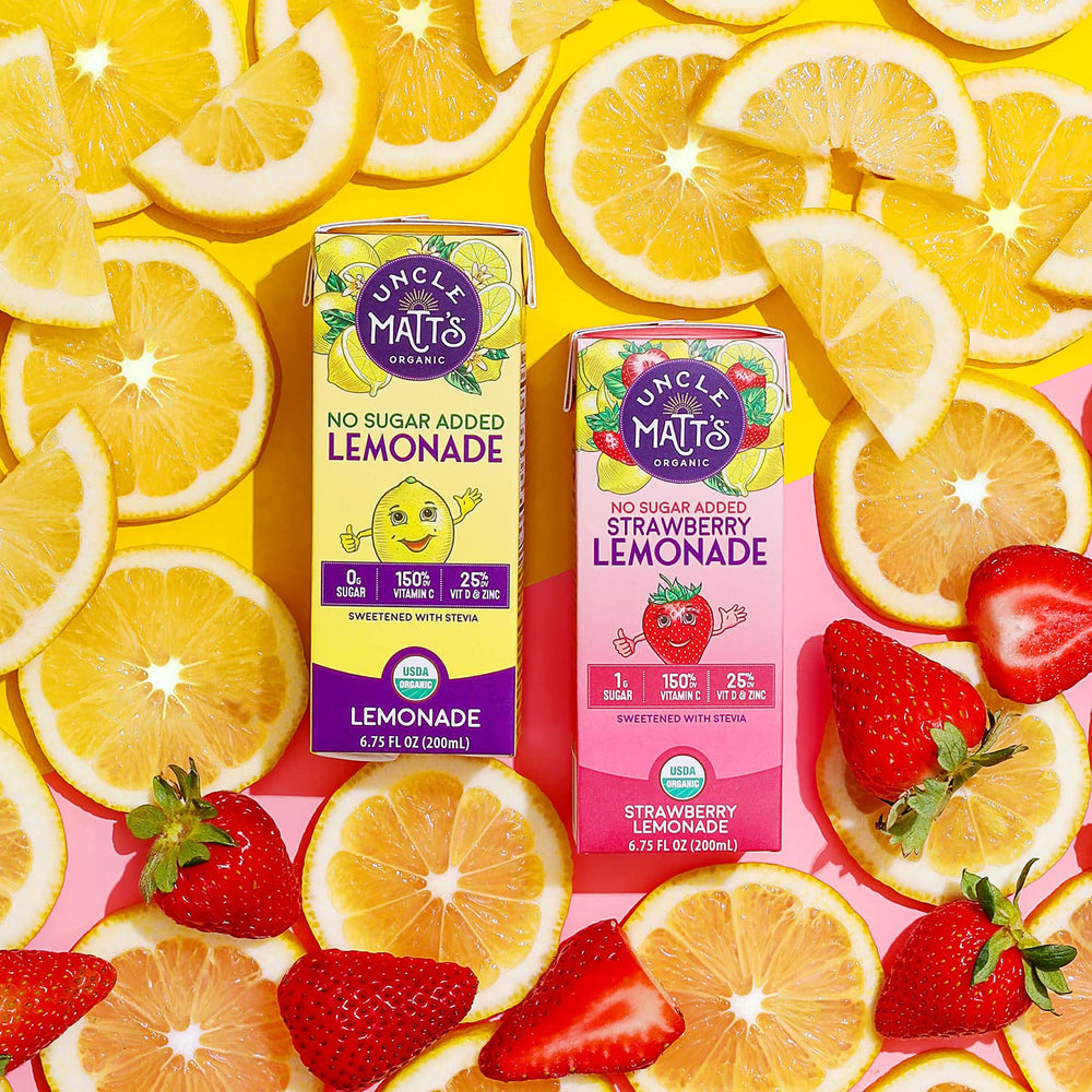 Uncle Matt's etiqueta con sellos USDA Organic y libre de glifosato