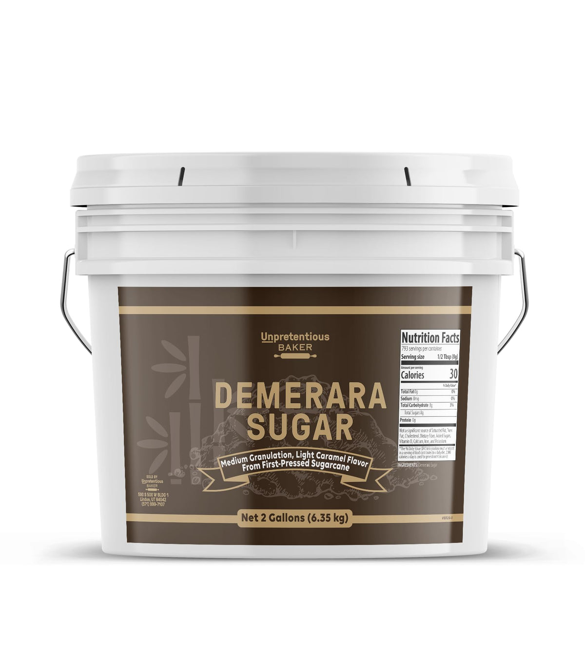 Unpretentious cubo frontal con azúcar Demerara, fácil almacenamiento y frescura