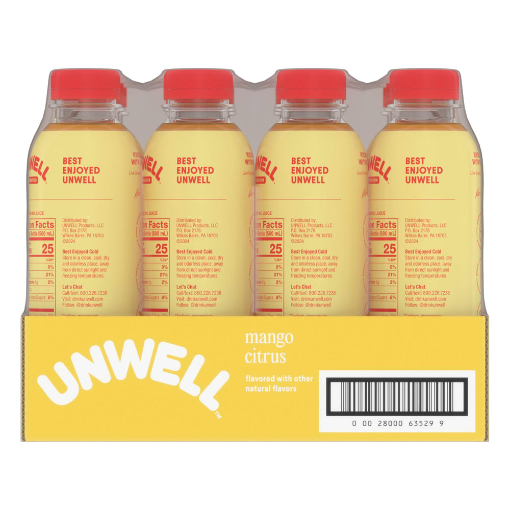 Botellas Unwell apiladas en nevera listas para consumo y refrigeración