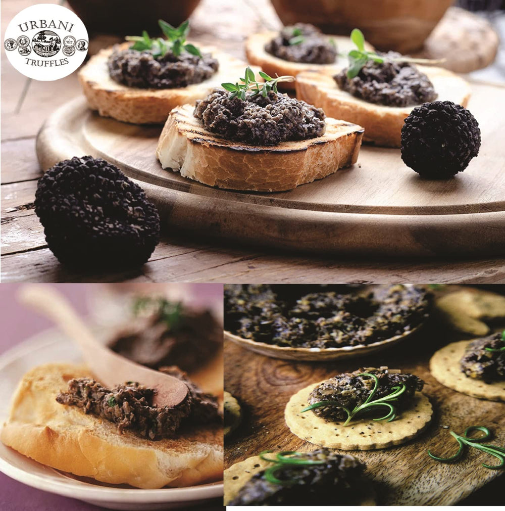 Urbani Truffles frasco junto a utensilios para comparar tamaño y porción