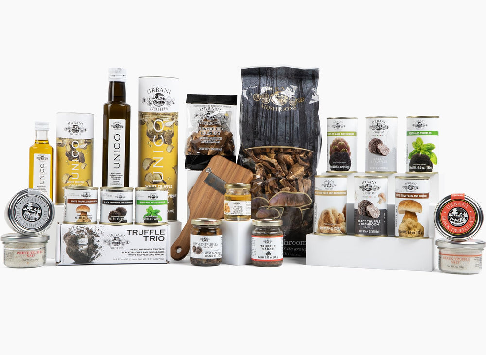 Urbani Truffles en mesa preparada para cena gourmet, realza platos caseros