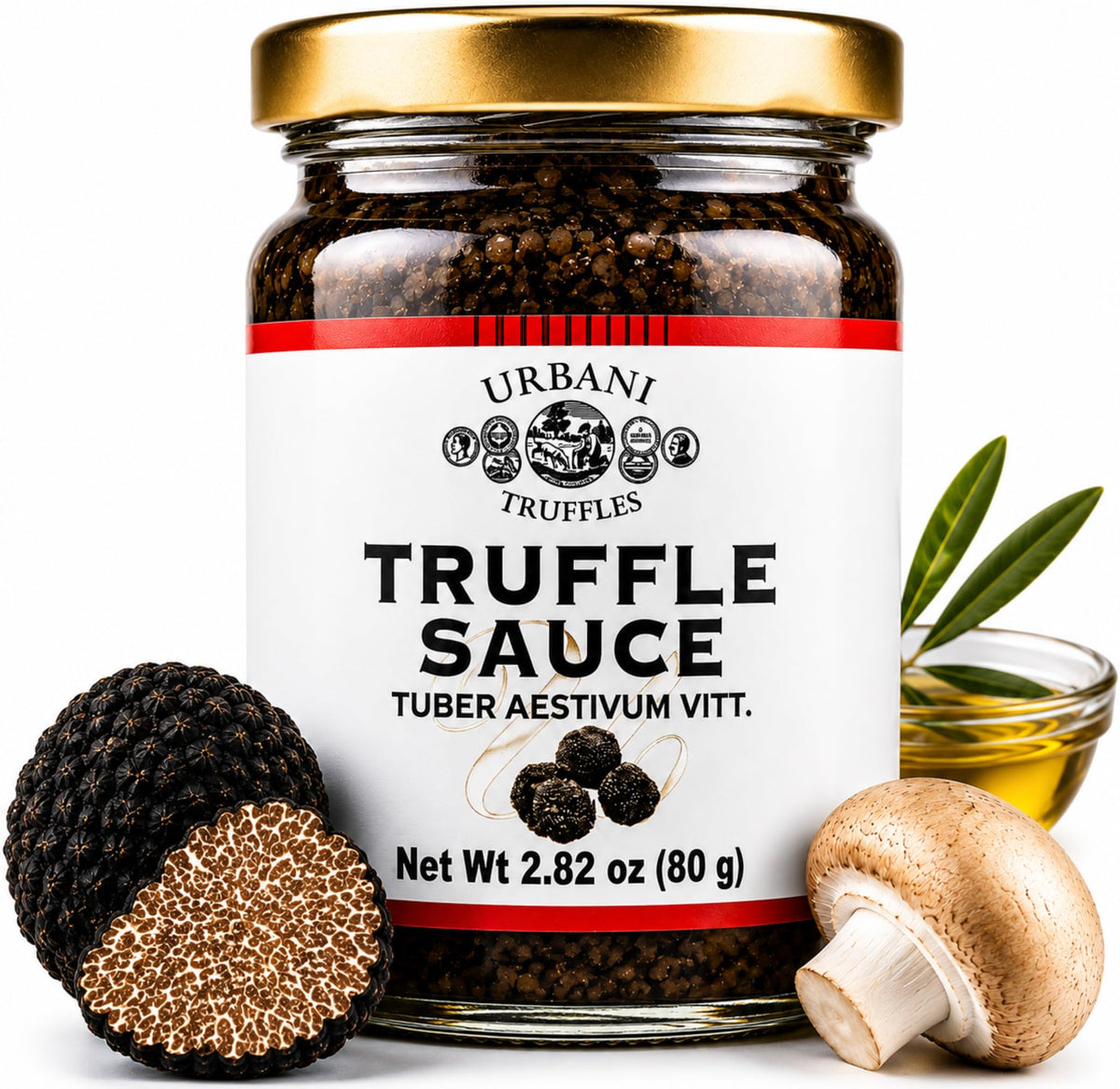 Urbani Truffles frasco frontal mostrando etiqueta clara y aspecto premium