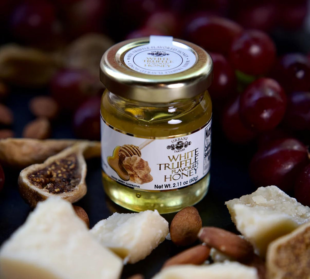 Urbani Truffles tarro en entorno gourmet, ideal como regalo o decoración