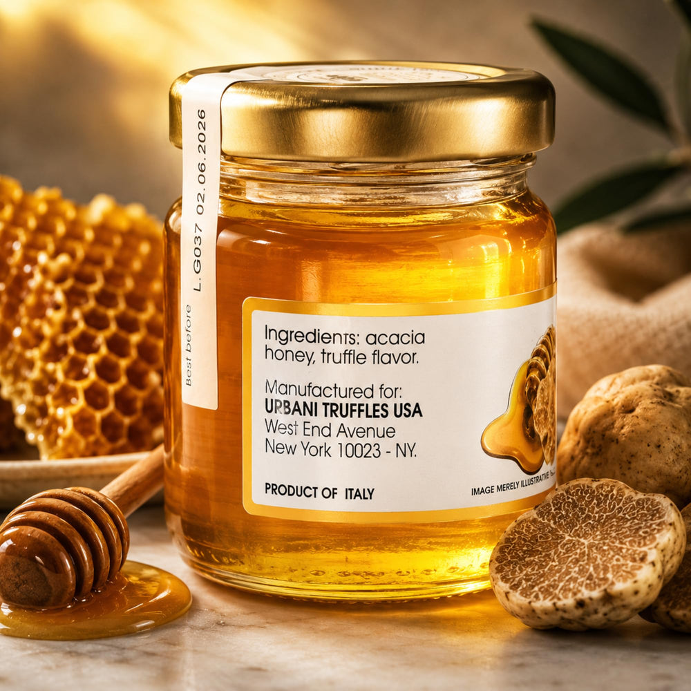 Urbani Truffles textura de miel cercana, brillo y consistencia untuosa beneficiosa