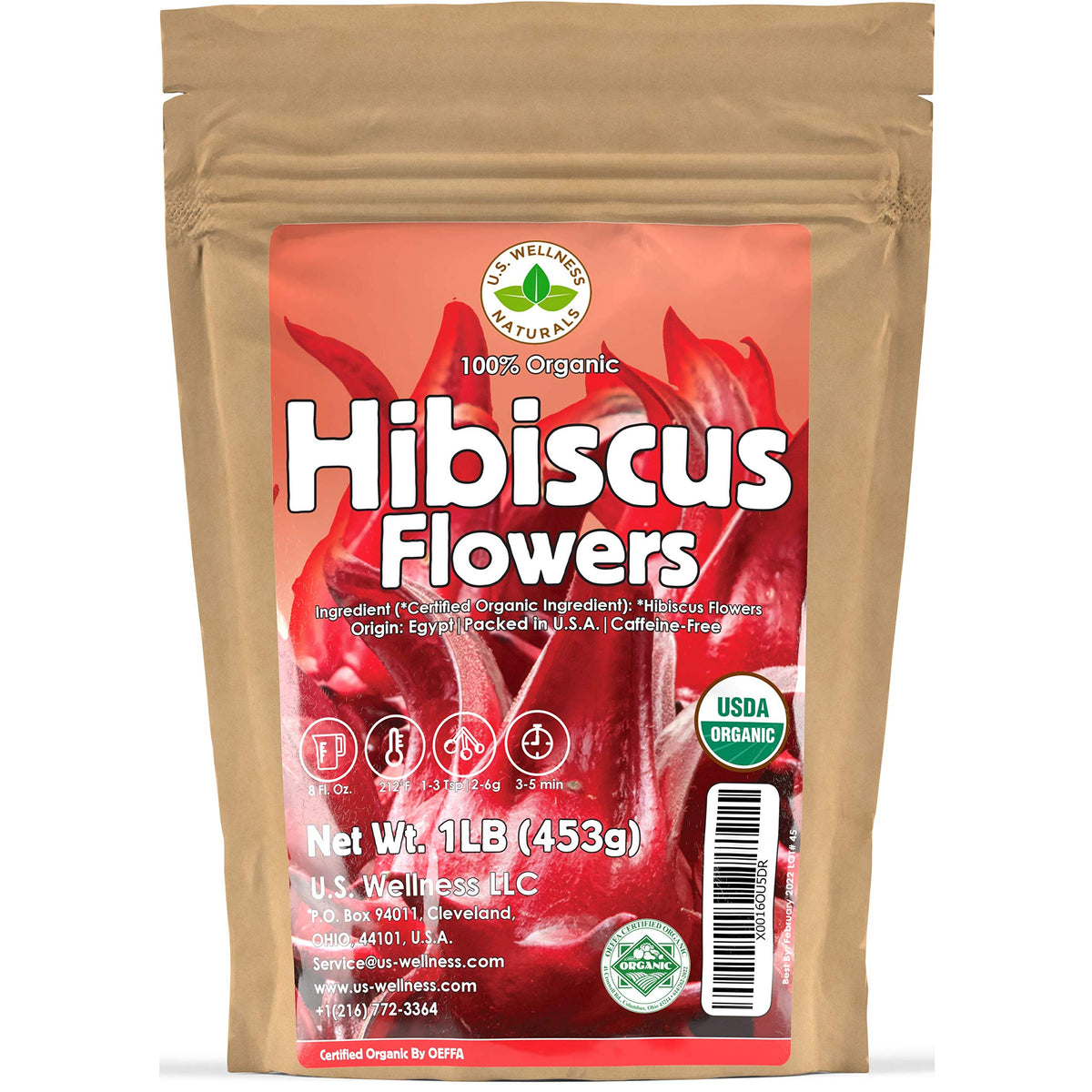 U.S. Wellness Naturals paquete frontal mostrando 1 lb y beneficio de frescura