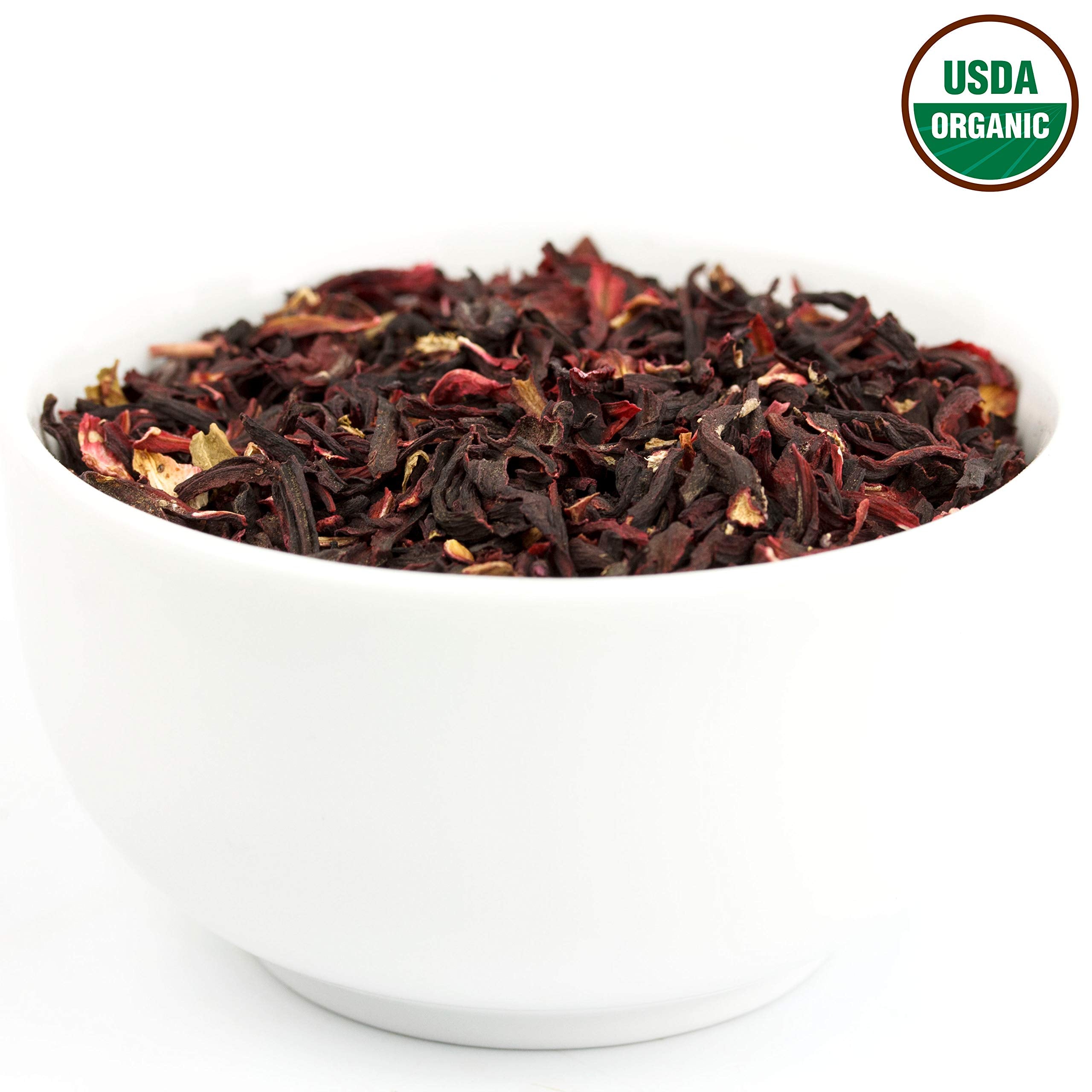 U.S. Wellness Naturals detalle de calyces cortados, hibisco orgánico listo para infusionar