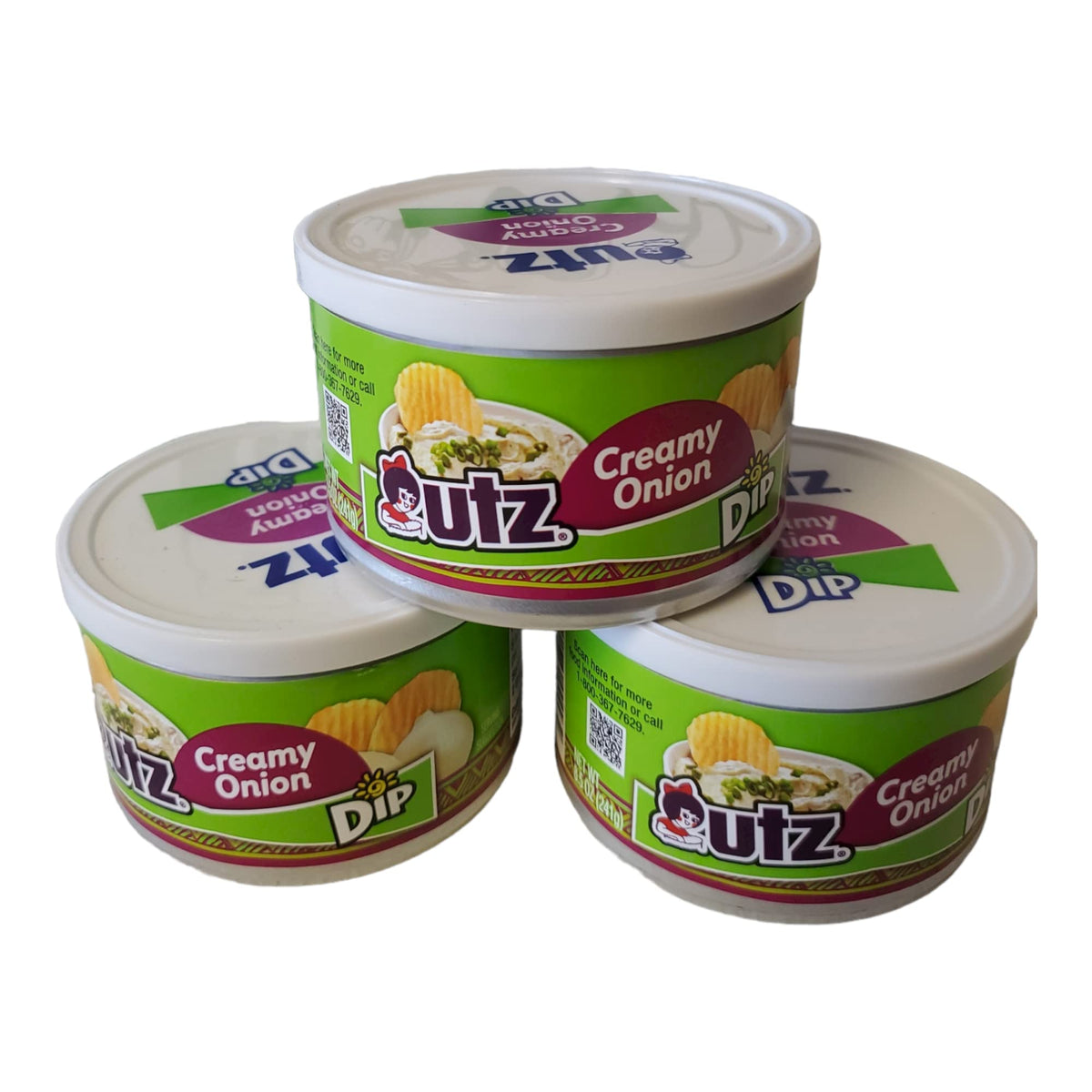 UTZ paquete frontal mostrando las tres latas, ideal para servir rápido