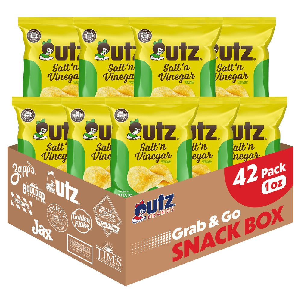 Utz bolsa frontal mostrando sabor salt & vinegar y diseño atractivo