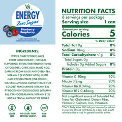 V8 detalle de etiqueta con ingredientes y beneficios claros