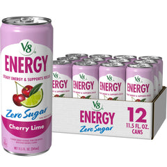 V8 Energy lata Cherry Lime vista frontal muestra diseño y sabor