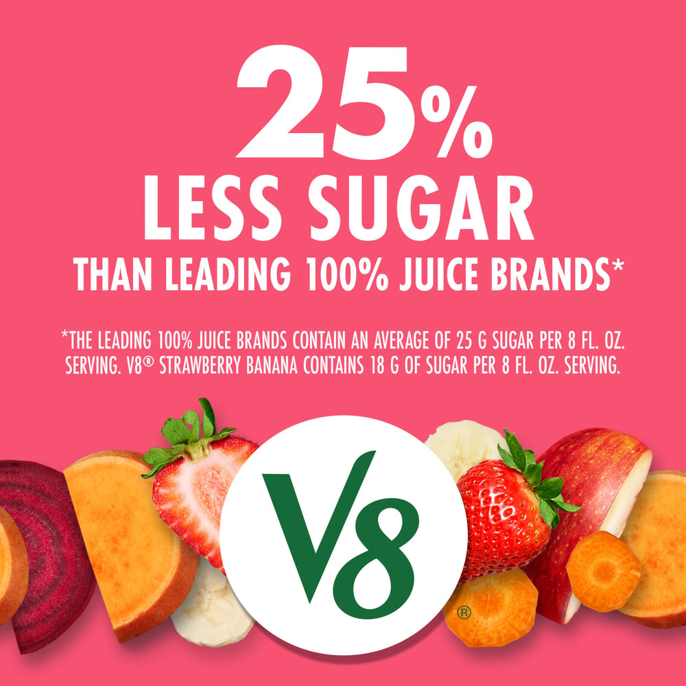 V8 lata abierta lista para beber enfatizando comodidad y frescura