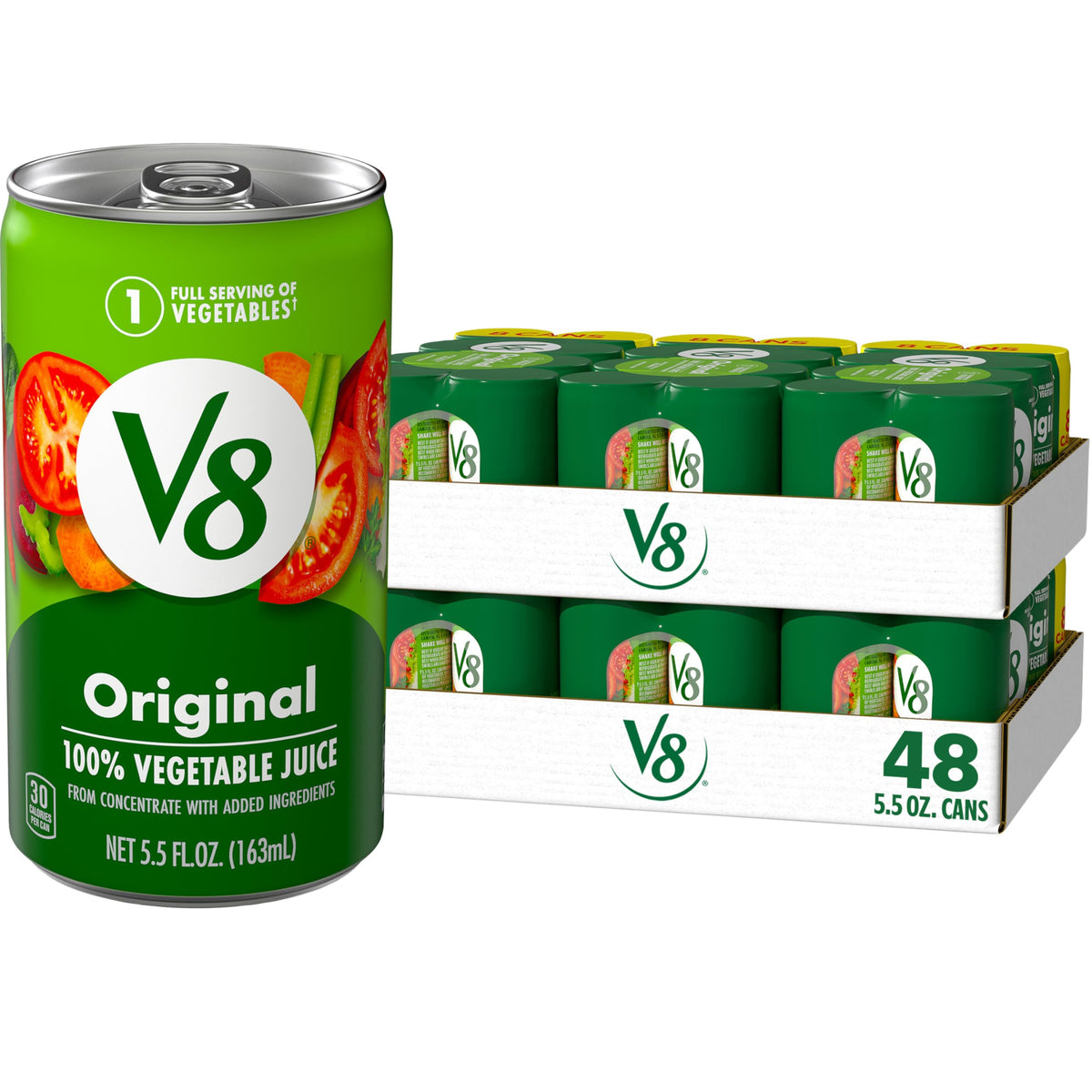 V8 lata frontal mostrando etiqueta clara y sabor vegetal