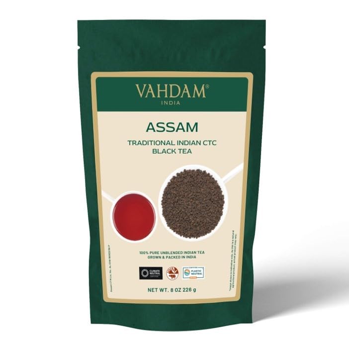 VAHDAM empaque frontal mostrando 226 g y descripción resistente