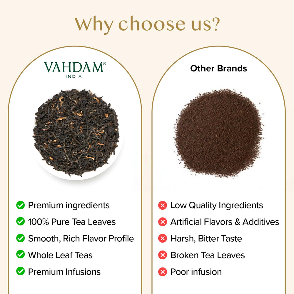 VAHDAM Assam Gold vertido en taza destacando color intenso