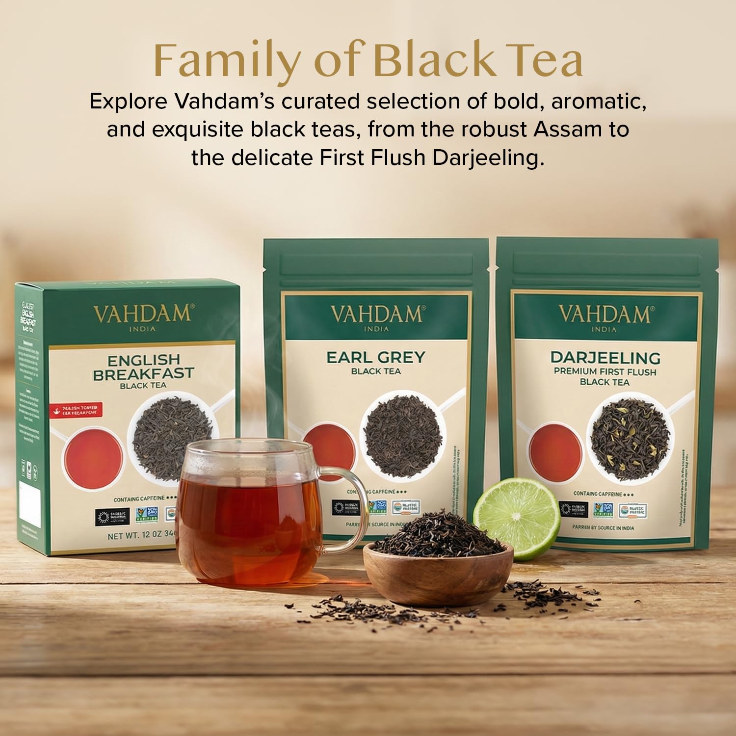 VAHDAM etiqueta de origen Darjeeling mostrando trazabilidad