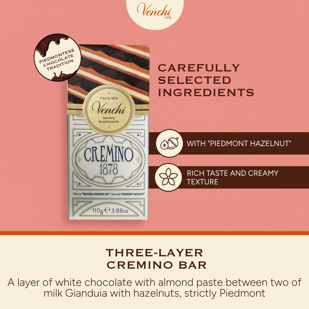 Venchi textura de la gianduja mostrando cremosidad y untuosidad en corte