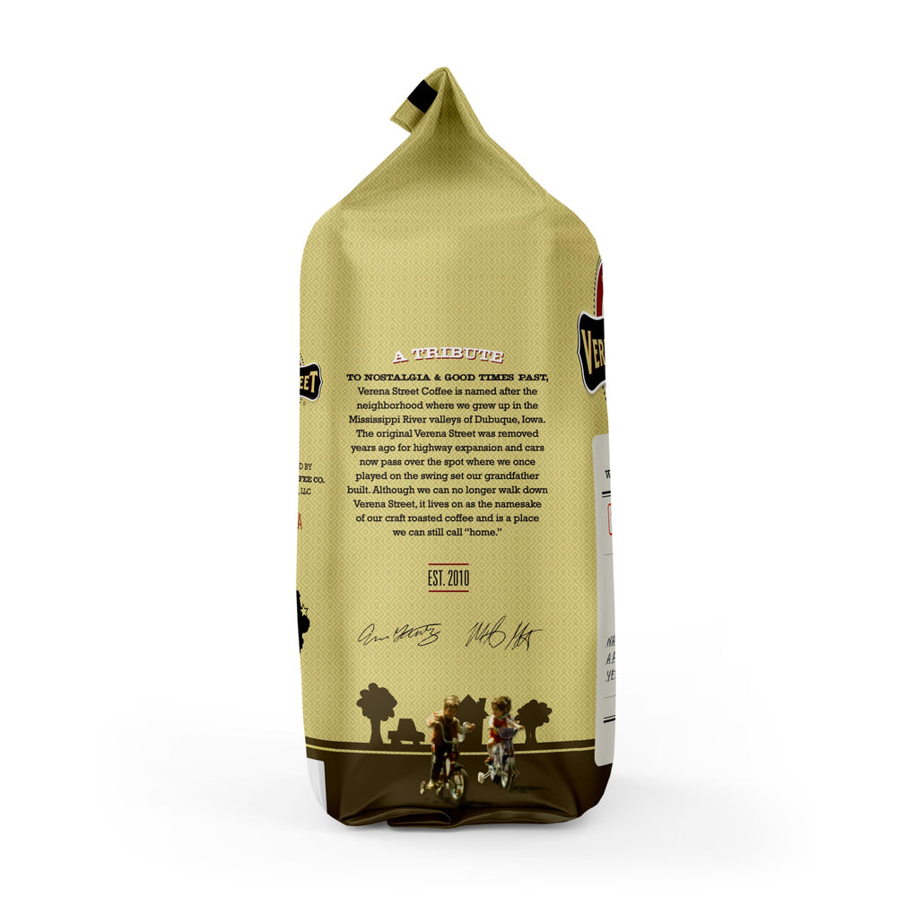 Verena Street etiqueta con certificaciones Rainforest Alliance y kosher verificadas