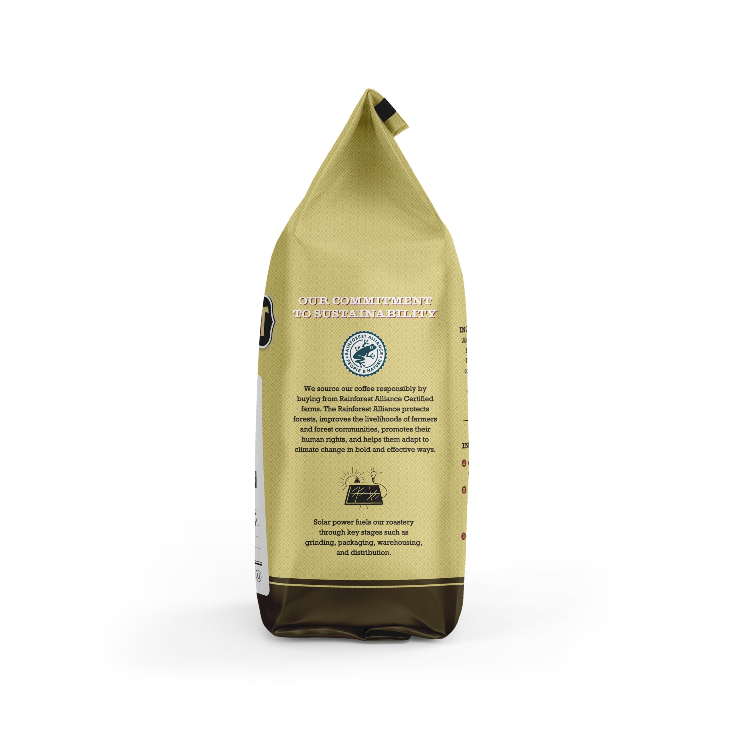 Verena Street etiqueta con sello Rainforest Alliance y kosher visible