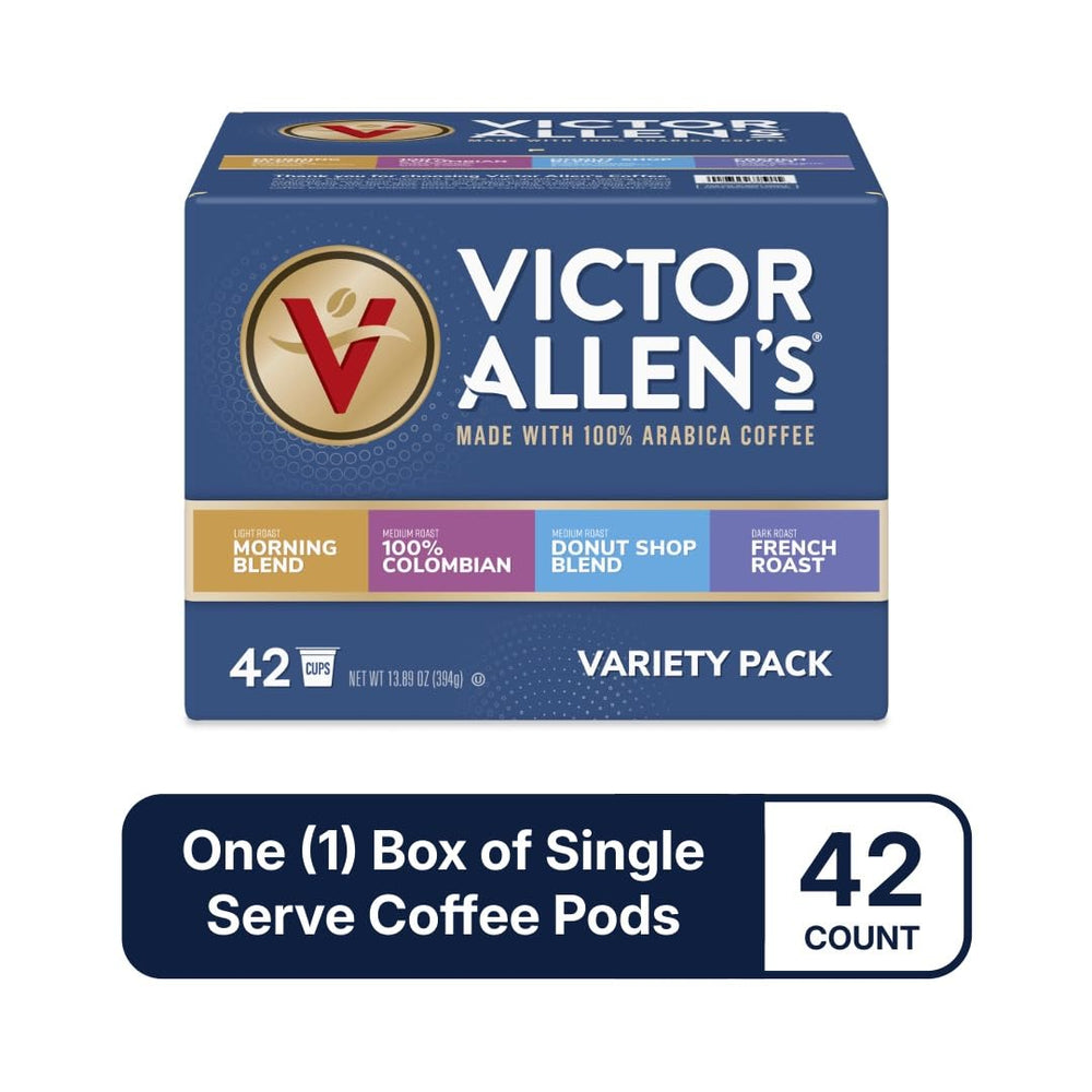 Victor Allen's Coffee etiqueta con ingredientes y certificaciones visibles