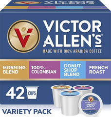 Victor Allen's Coffee frontal del paquete mostrando variedad de sabores y cantidad