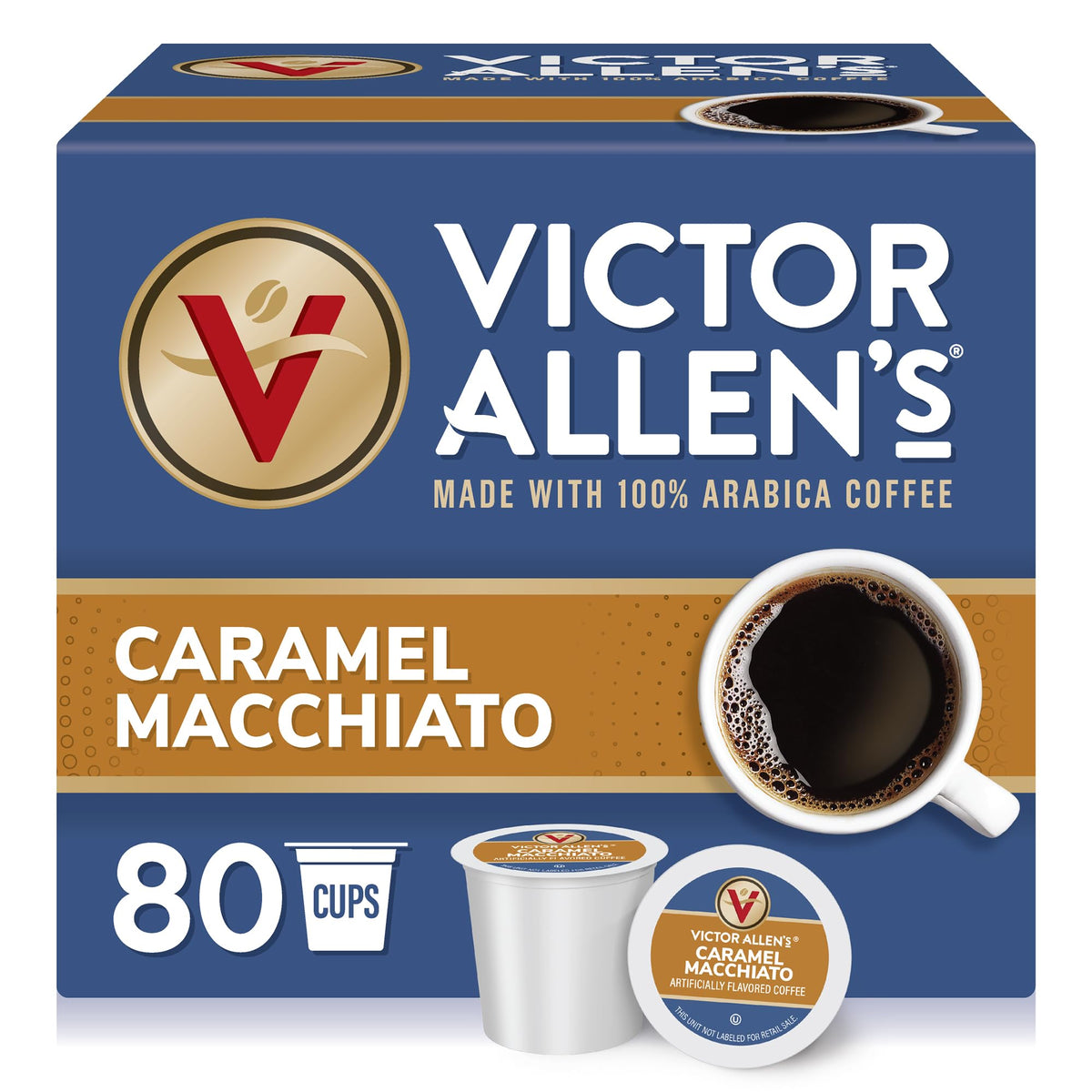 Victor Allen's empaque frontal mostrando 80 cápsulas y beneficio de conveniencia