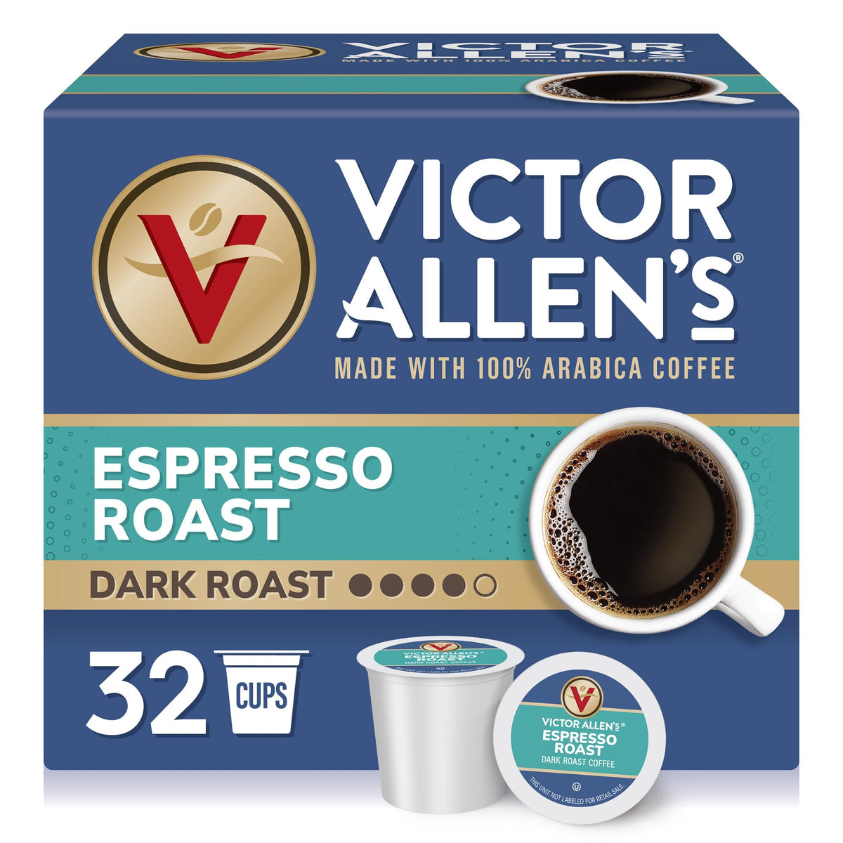 Victor Allen's frente del empaque mostrando 32 cápsulas y marca