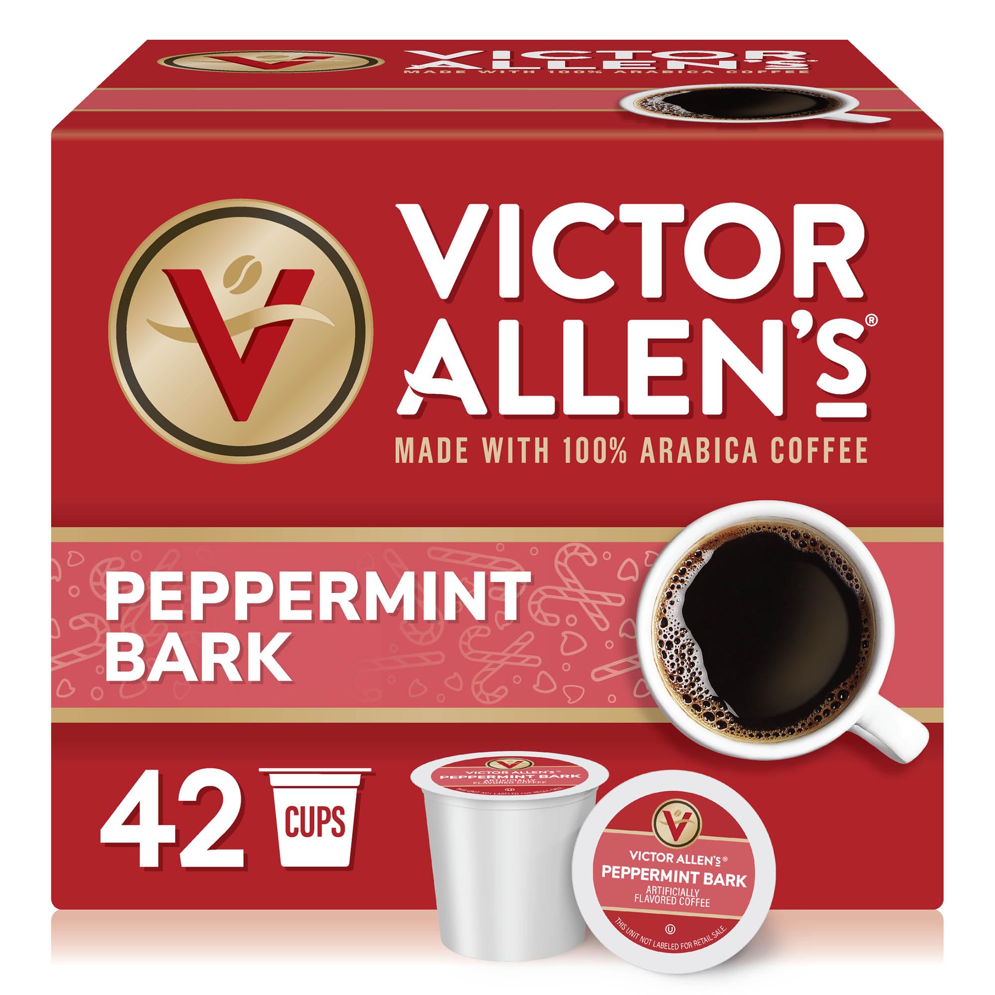 Victor Allen's frente de caja con 42 cápsulas, presentación clara y conveniente