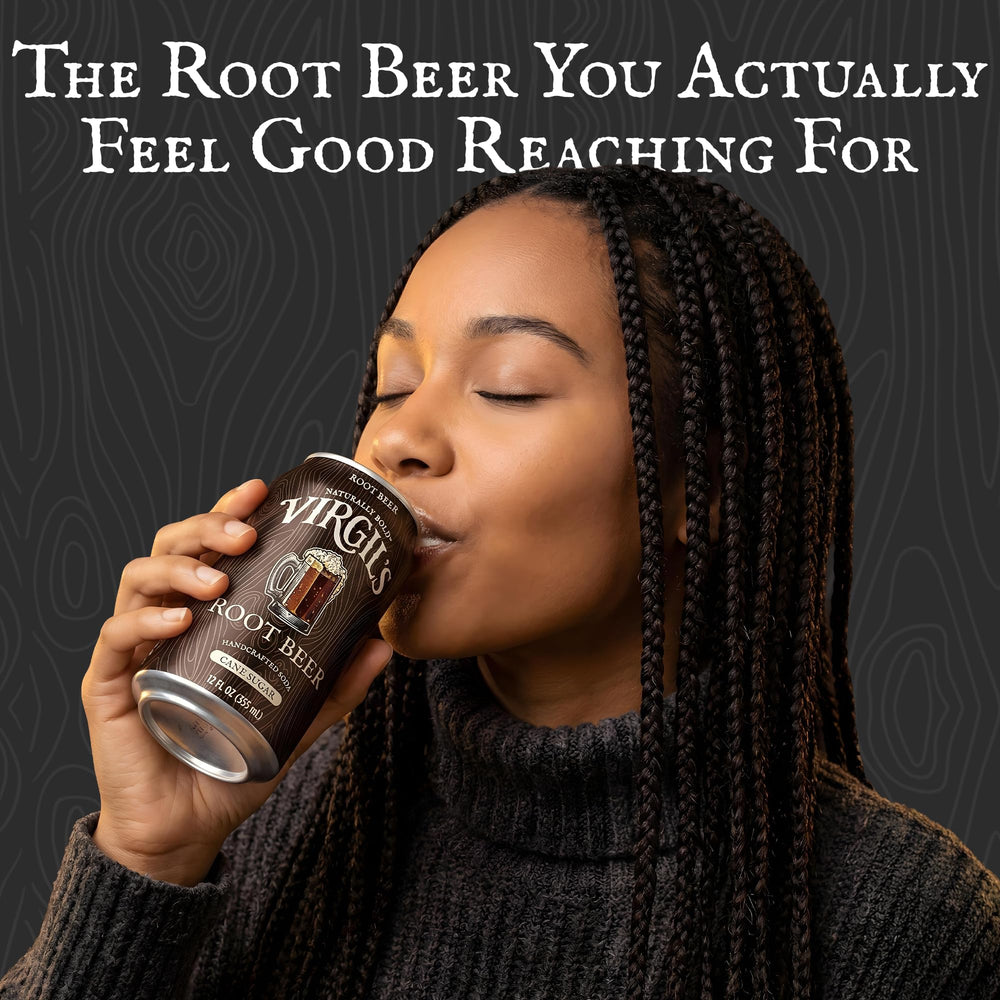Vaso con Virgil's root beer y espuma, Virgil's aporta aroma y cremosidad