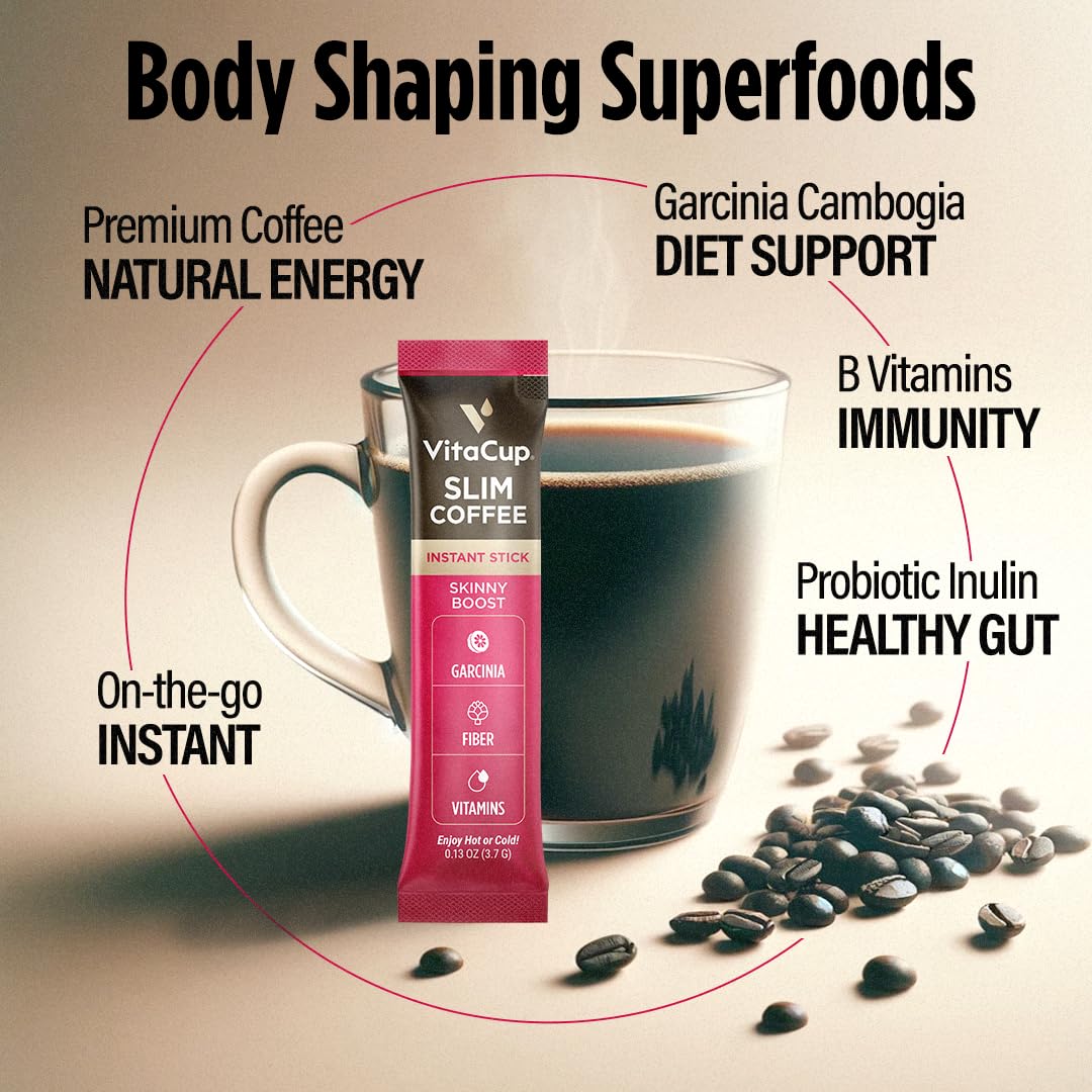 VitaCup café servido en taza realzando sabor y práctica preparación