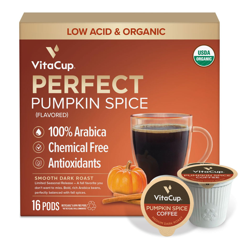 VitaCup paquete frontal con diseño de calabaza y beneficios visibles