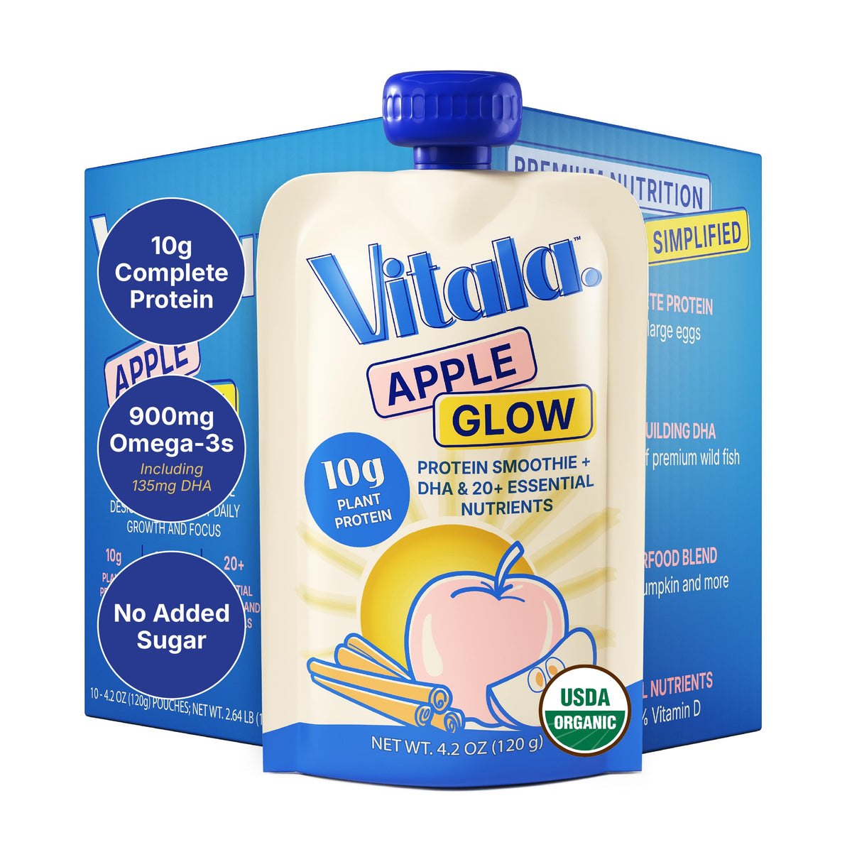 Vitala frente del empaque Apple Glow mostrando caja y beneficios