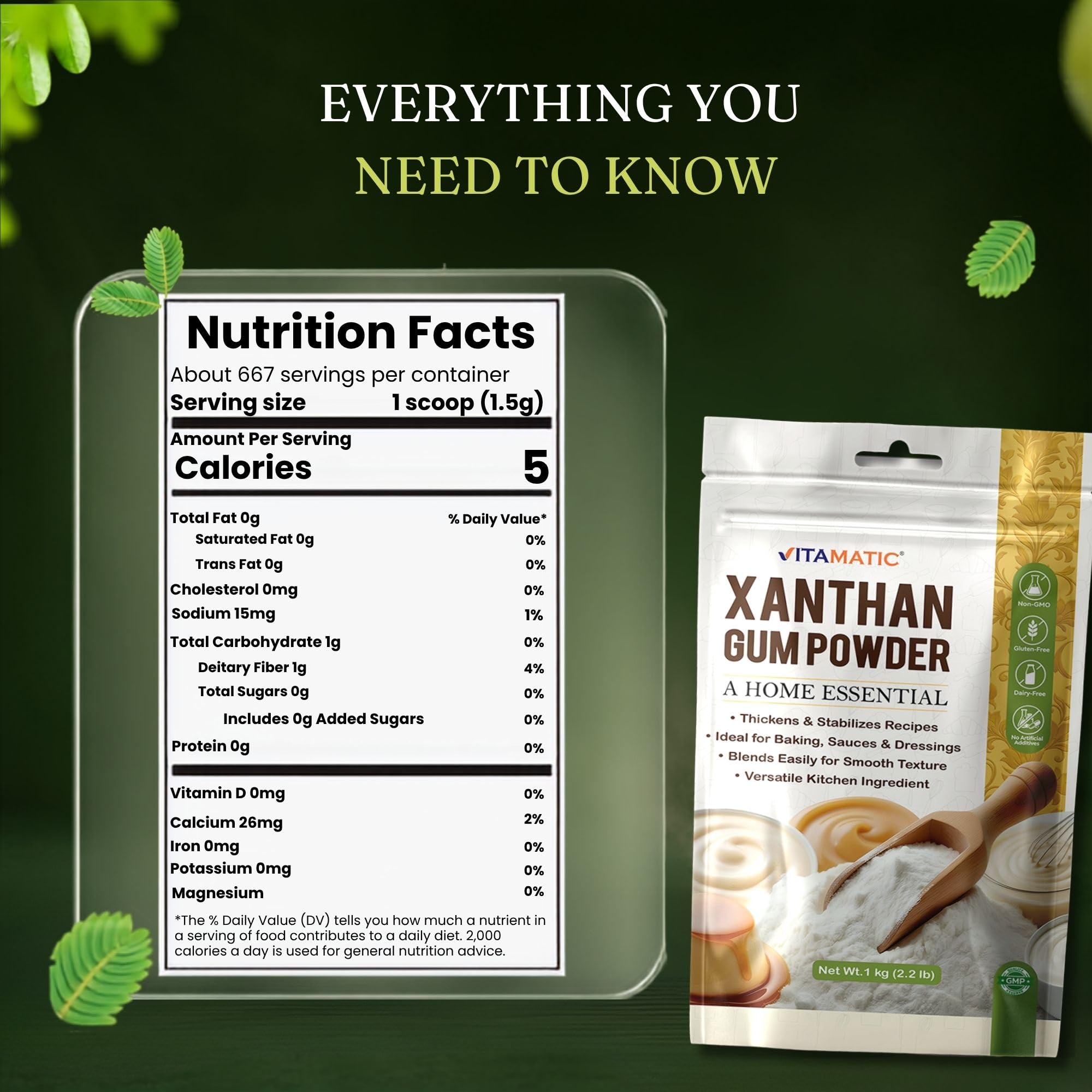 Vitamatic polvo fino de goma xantana con textura lisa para mezclar