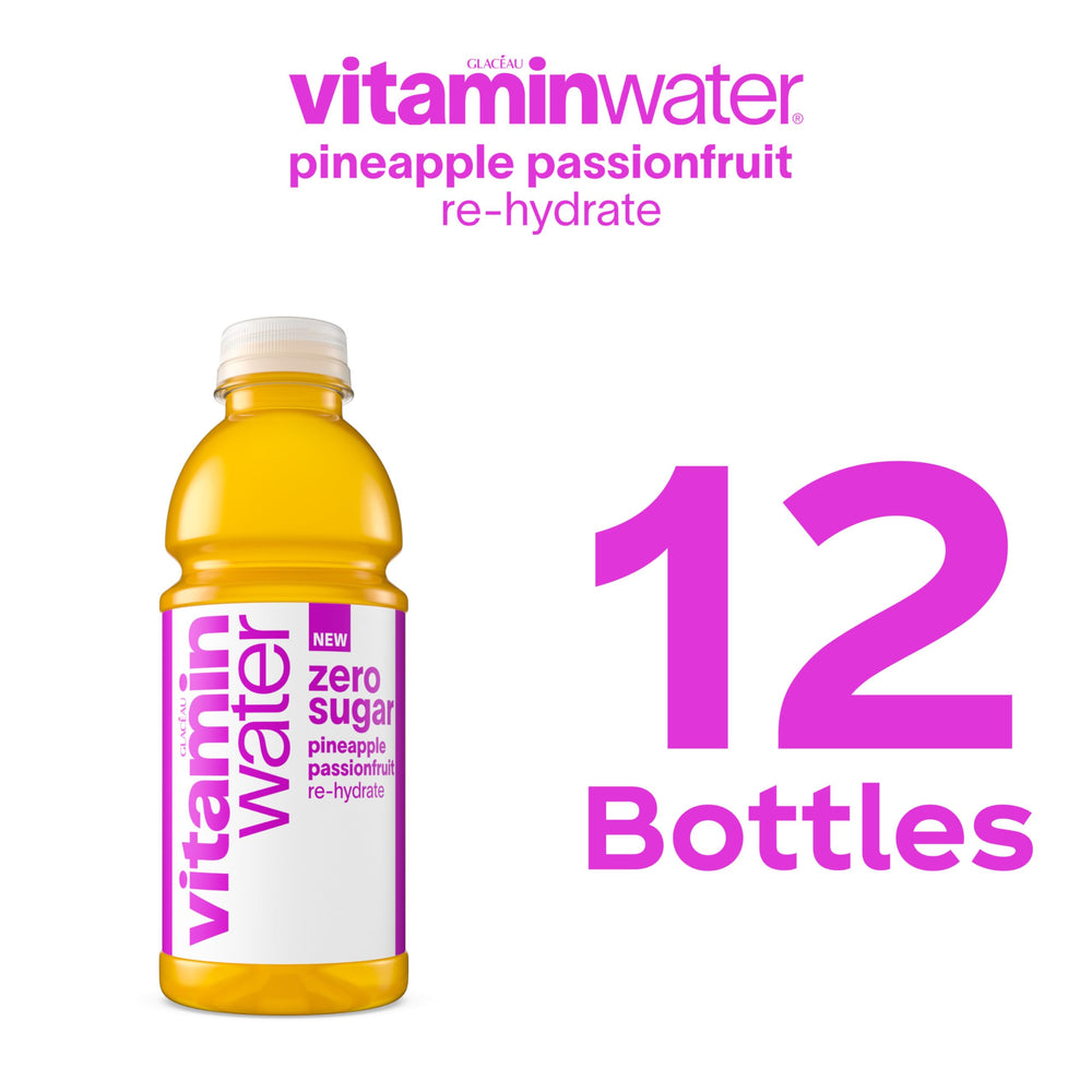 vitaminwater botella junto a regla para comparar tamaño práctico de 20 oz