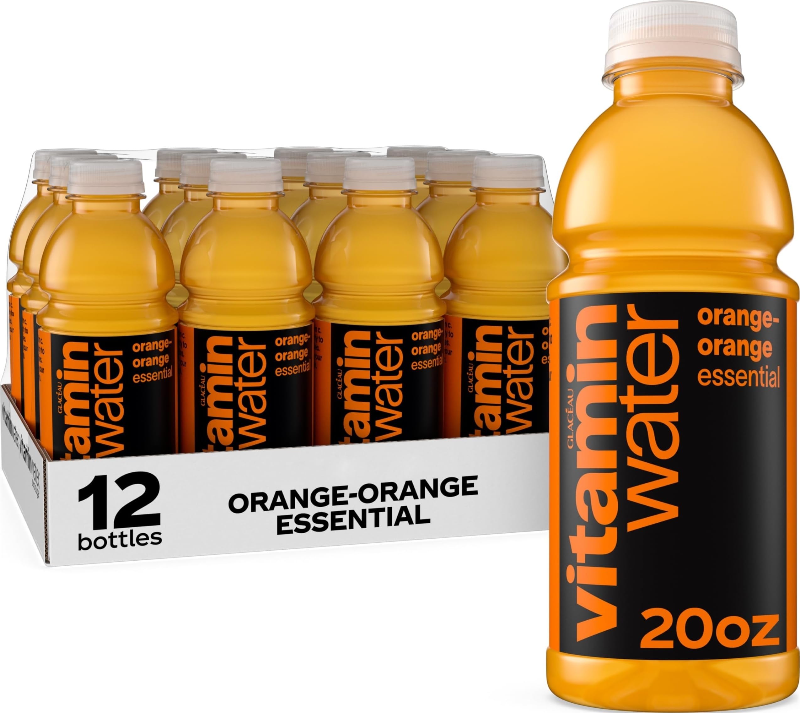 vitaminwater botella frontal mostrando el pack y sabor naranja para reconocimiento rápido