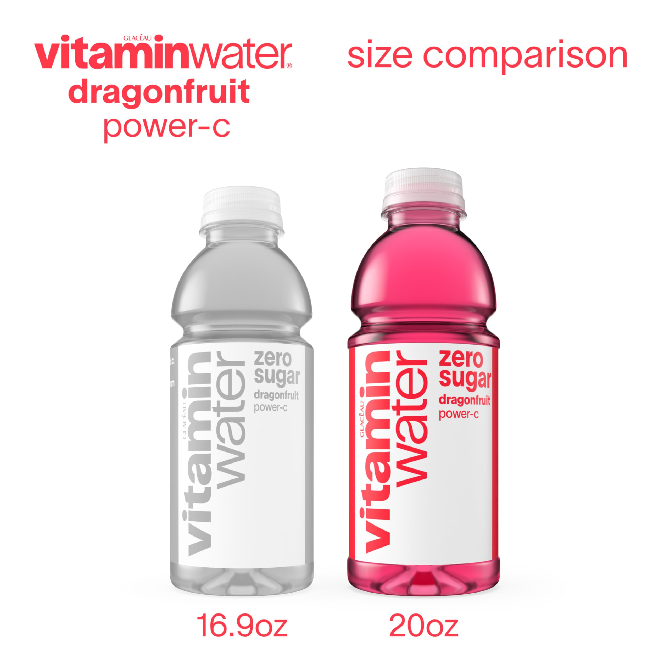 vitaminwater botella Power-C en mano ilustrando portabilidad y tamaño