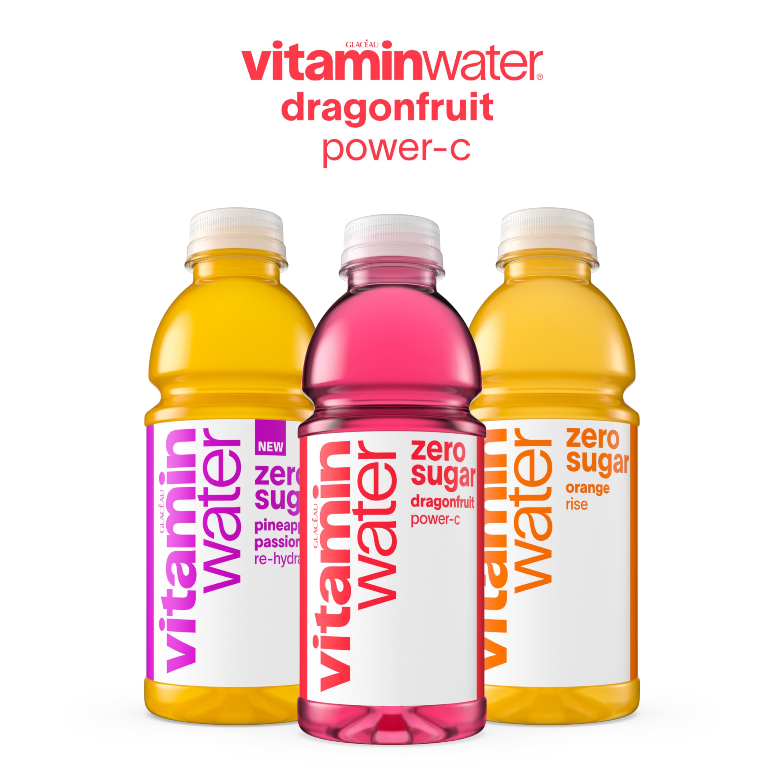 vitaminwater botellas en nevera demostrando conservación fría y lista para beber