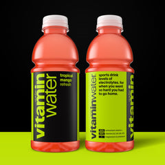 vitaminwater textura y etiqueta mostrando ingredientes y vitaminas clave