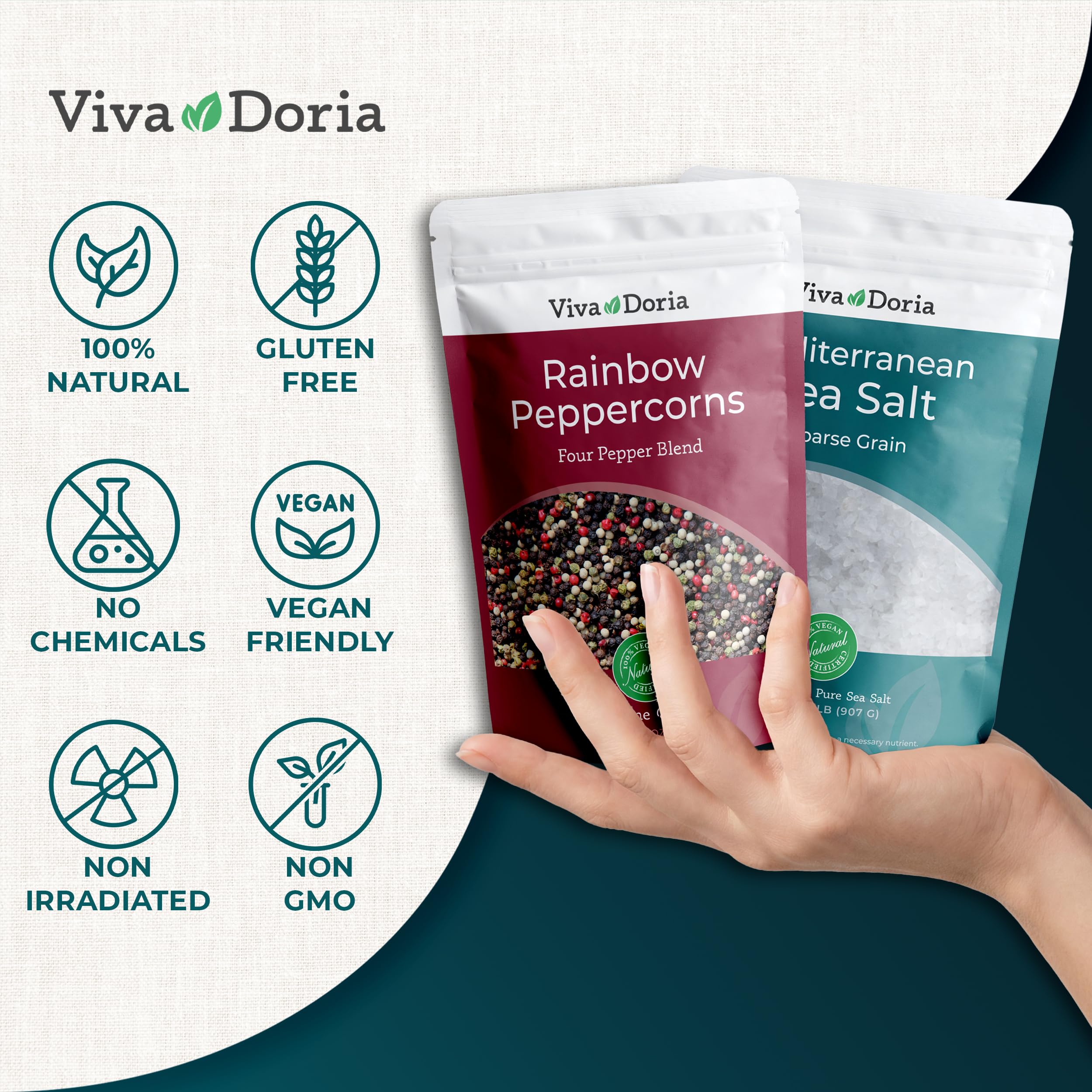 Viva Doria bolsa resellable abierta conservación práctica y acceso rápido