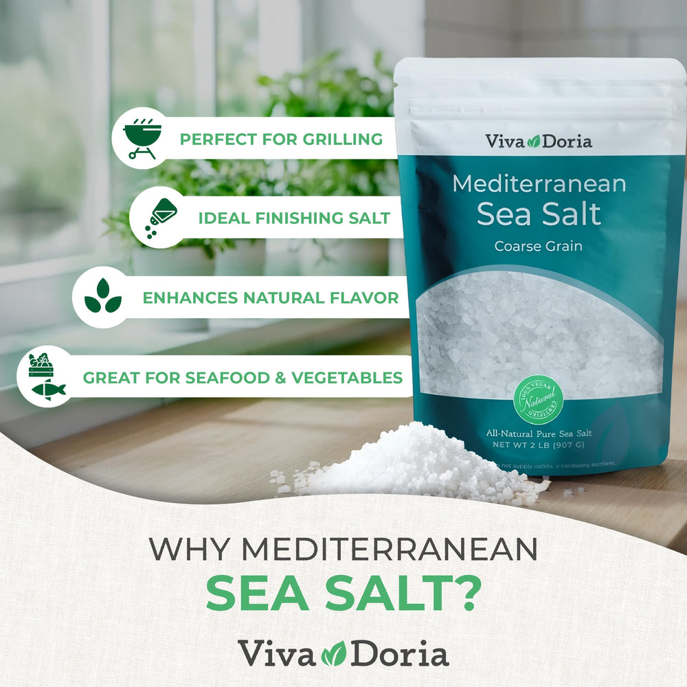 Viva Doria cristales de sal marina mediterránea gruesa listos para moler