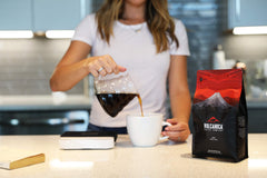 Volcanica Coffee preparación en prensa francesa mostrando cuerpo intenso